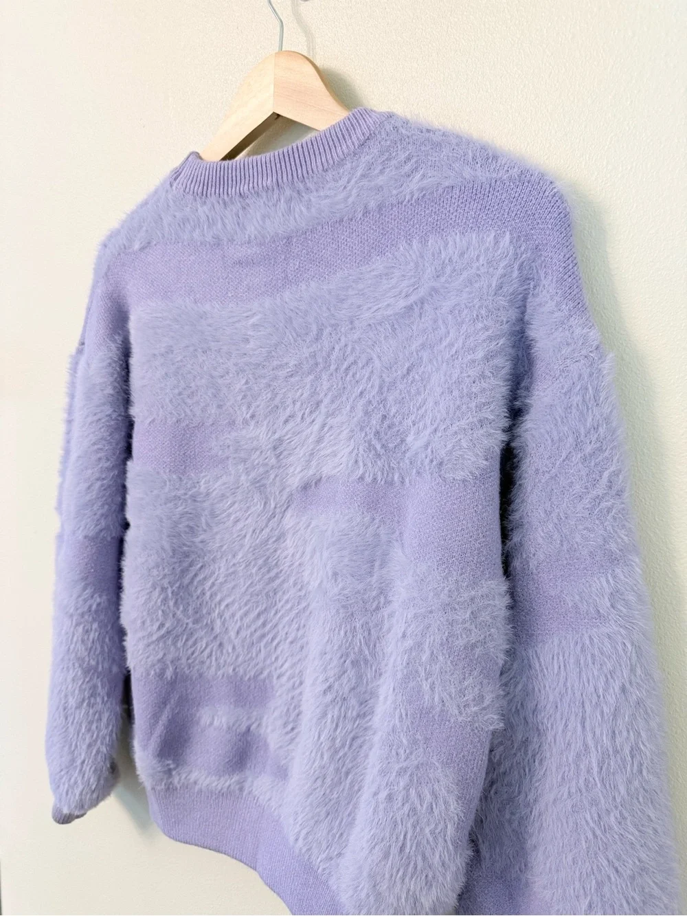 FRNCH Paris Julianne Fuzzy Balloon Sleeve Sweater Lilac Anthropologie S